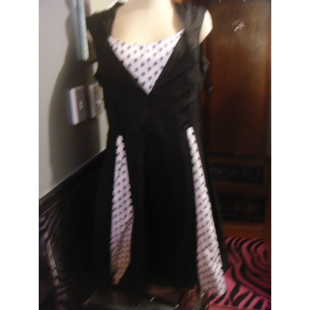 KillReal womens 3XL black with white polka dots pin up girl style‎ dress